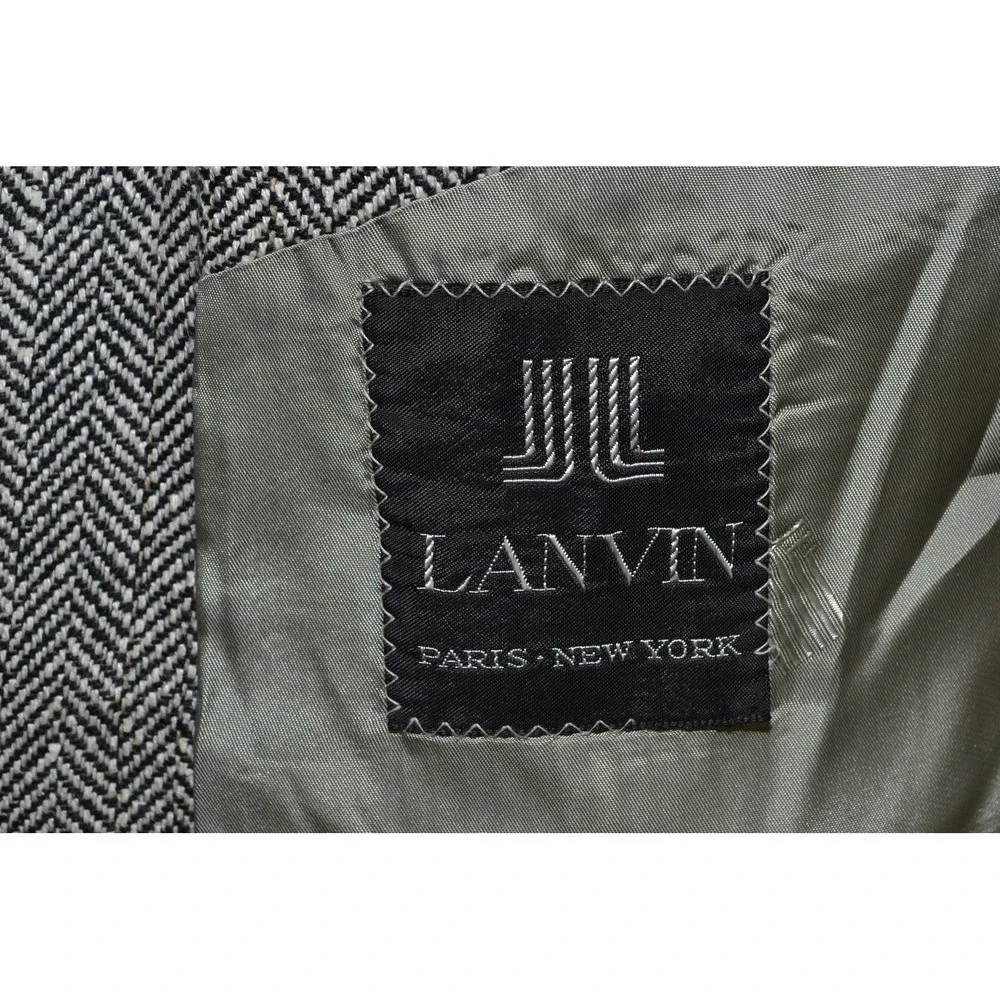 VTG Lanvin Blazer Mens 42 Gray Herringbone 2‎ Button Barneys Jacket Sport Coat